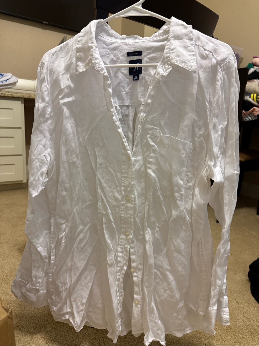 GAP White Linen Button-Front Shirt
